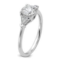 14kw 1/2ct Lab Grown Diamond VS+ F+ 1ct Round Semi 3 Stone Eng Ring