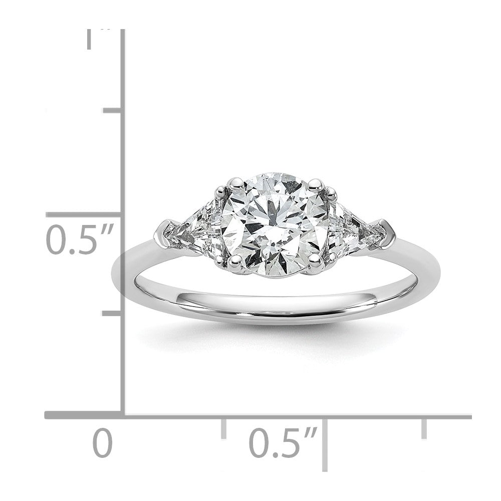 14kw 1/2ct Lab Grown Diamond VS+ F+ 1ct Round Semi 3 Stone Eng Ring