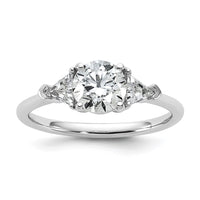 14kw 1/2ct Lab Grown Diamond VS+ F+ 1ct Round Semi 3 Stone Eng Ring