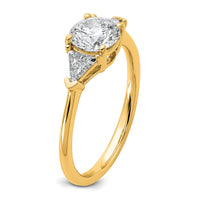 14k 1/2ct Lab Grown Diamond VS/SI+ G+ 1ct Round Semi 3 Stone Eng Ring