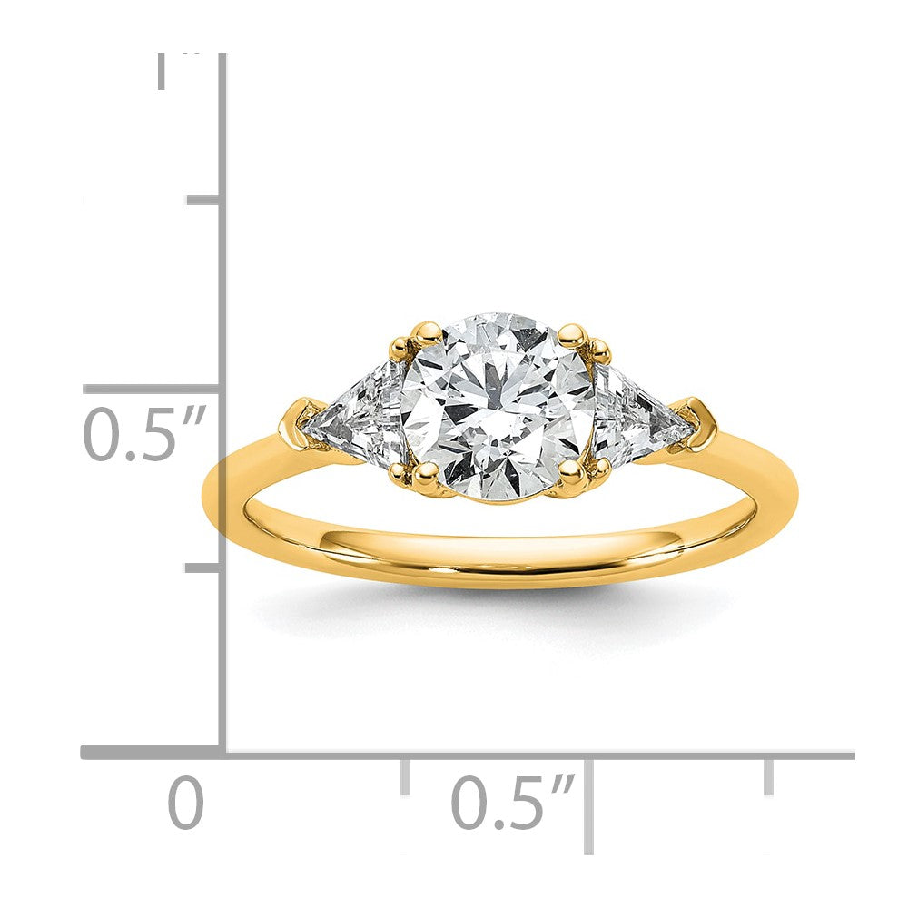 14k 1/2ct Lab Grown Diamond VS/SI+ G+ 1ct Round Semi 3 Stone Eng Ring