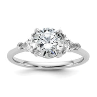 14kw 2ct Cert Lab Grown Dia VS/SI+ G+ Round/Triangle Comp 3 Stone Eng Ring