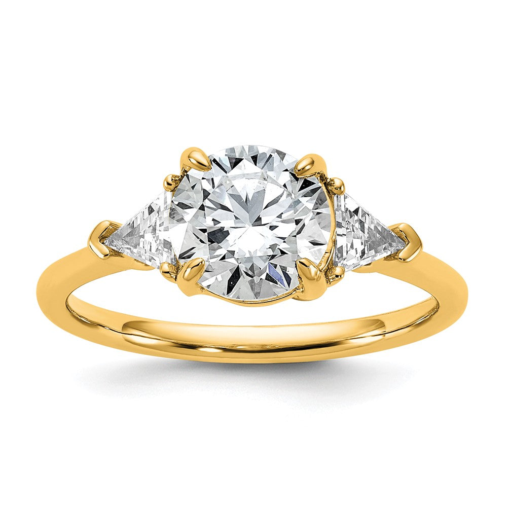14k 1/2ct Lab Grown Diamond VS/SI+ G+ 1 1/2ct Round Semi 3 Stone Eng Ring