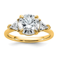 14k 3 1/8ct Cert Lab Grown Diamond VS/SI+ G+ Comp 3 Stone Eng Ring