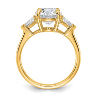 14k 5/8ct Lab Grown Dia VS+ F+ Triangle 2 1/2ct Round Semi 3 Stone Eng Ring