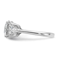 14kw 1 1/8ct Lab Grown Diamond VS+ F+ 3ct Round Semi 3 Stone Eng Ring
