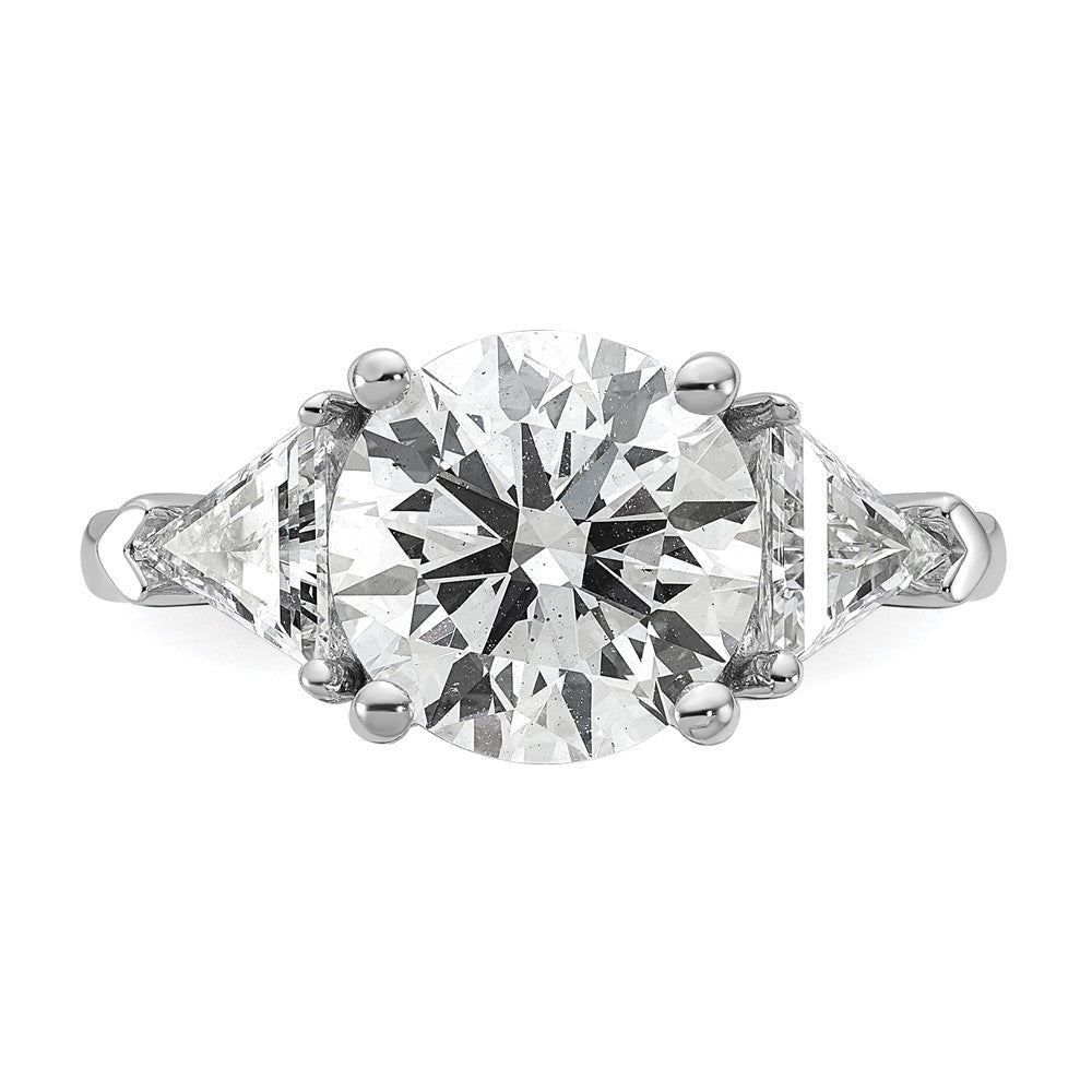 14kw 1 1/8ct Lab Grown Diamond VS+ F+ 3ct Round Semi 3 Stone Eng Ring