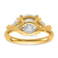 14k 1 1/8ct Lab Grown Dia VS+ F+ Triangle 3ct Round Semi 3 Stone Eng Ring