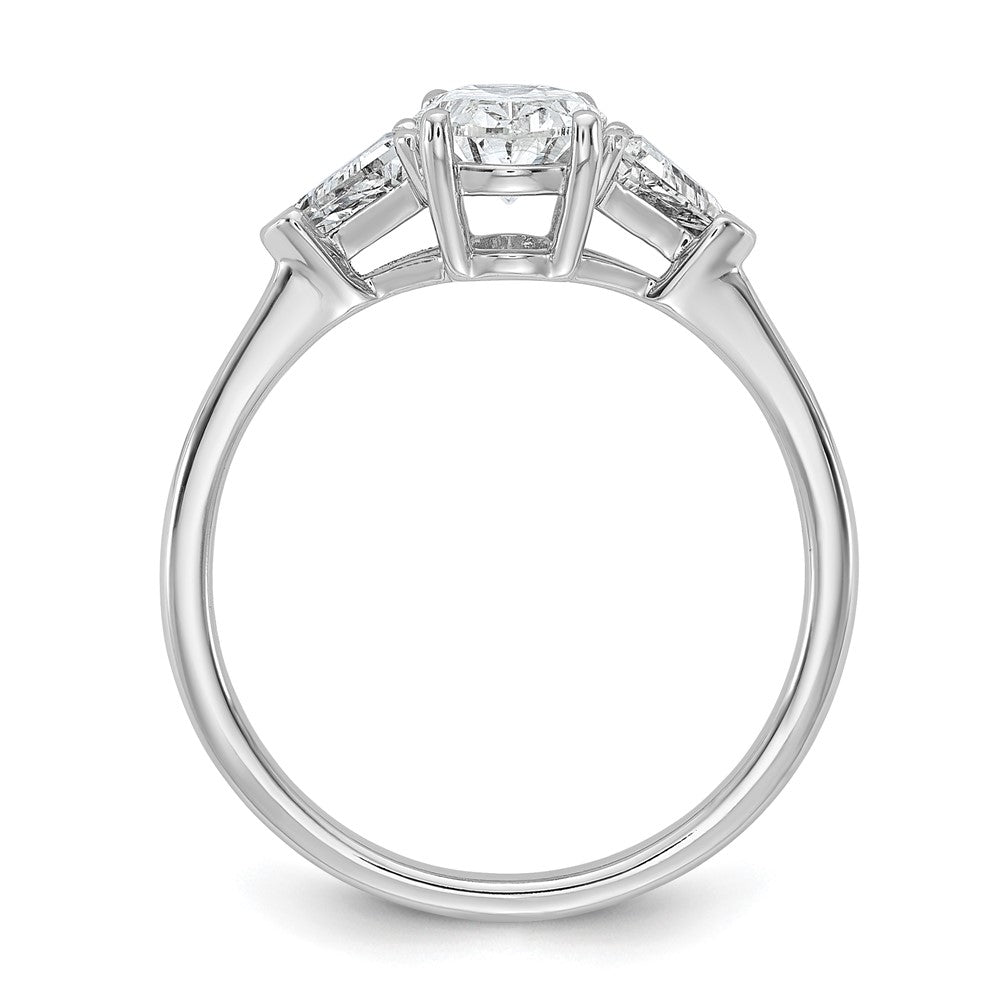 14kw 1 1/2ct Cert Lab Grown Dia VS+ F+ Comp Oval&Trillion 3 Stone Eng Ring