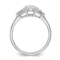 14kw 1 1/2ct Cert Lab Grown Dia VS+ F+ Comp Oval&Trillion 3 Stone Eng Ring