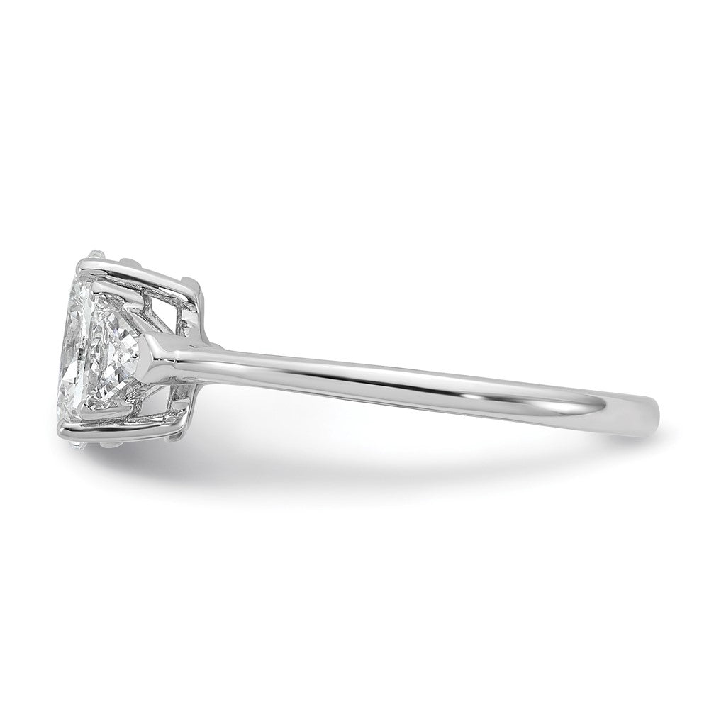 14kw 1 1/2ct Cert Lab Grown Dia VS+ F+ Comp Oval&Trillion 3 Stone Eng Ring