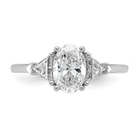 14kw 1 1/2ct Cert Lab Grown Dia VS+ F+ Comp Oval&Trillion 3 Stone Eng Ring