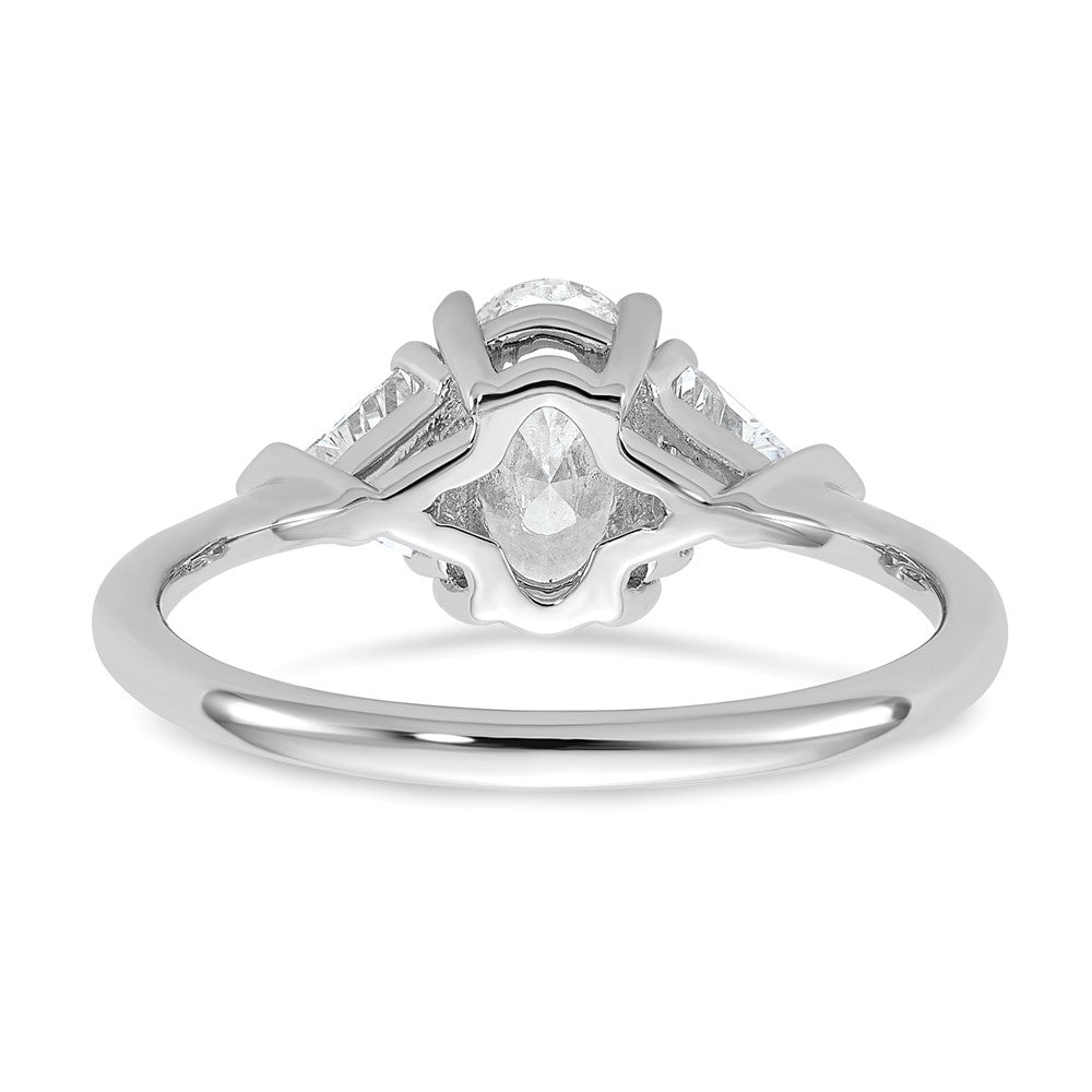 14kw 1 1/2ct Cert Lab Grown Dia VS+ F+ Comp Oval&Trillion 3 Stone Eng Ring