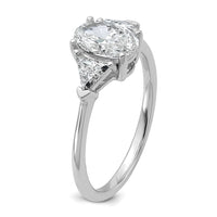 14kw 1 1/2ct Cert Lab Grown Dia VS+ F+ Comp Oval&Trillion 3 Stone Eng Ring