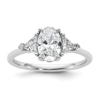 14kw 1 1/2ct Cert Lab Grown Dia VS+ F+ Comp Oval&Trillion 3 Stone Eng Ring