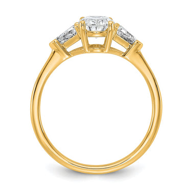 14k 1 1/2ct Cert Lab Grown Dia VS/SI+ G+ Comp Oval&Trillion 3 Stone Eng Rin