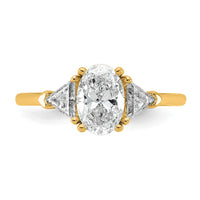 14k 1 1/2ct Cert Lab Grown Dia VS+ F+ Comp Oval&Trillion 3 Stone Eng Ring