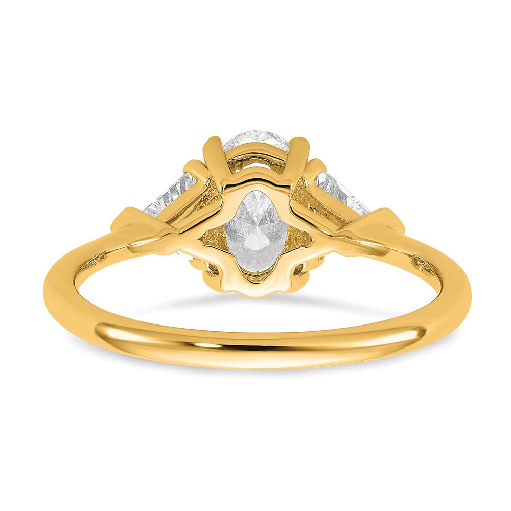14k 1 1/2ct Cert Lab Grown Dia VS+ F+ Comp Oval&Trillion 3 Stone Eng Ring