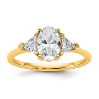 14k 1 1/2ct Cert Lab Grown Dia VS+ F+ Comp Oval&Trillion 3 Stone Eng Ring