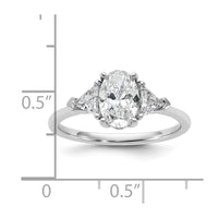 14kw 1/2ct Lab Grown Dia VS+ F+ Trillion&1ct Oval Semi 3 Stone Eng Ring