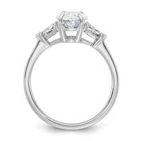 14kw 2ct Cert Lab Grown Dia VS+ F+ Comp Oval&Trillion 3 Stone Eng Ring
