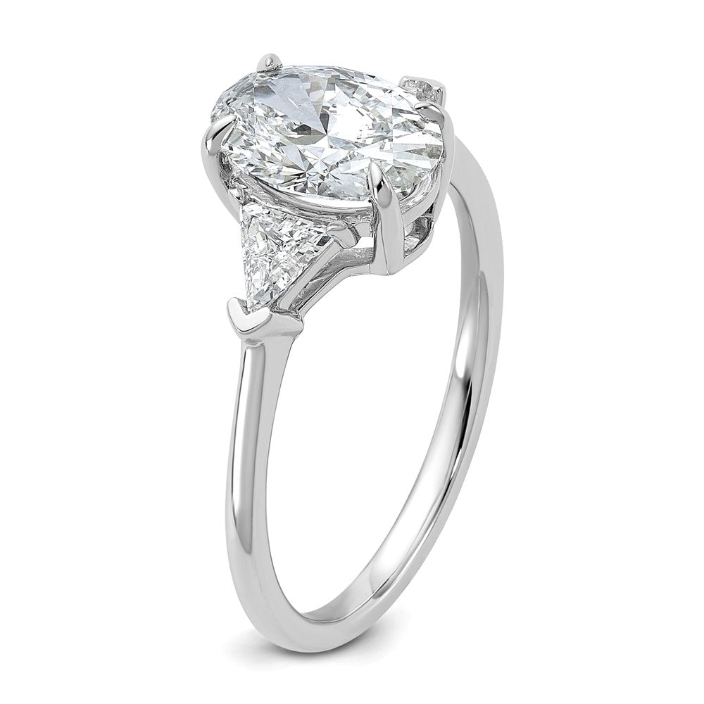14kw 2ct Cert Lab Grown Dia VS+ F+ Comp Oval&Trillion 3 Stone Eng Ring