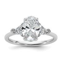 14kw 2ct Cert Lab Grown Dia VS+ F+ Comp Oval&Trillion 3 Stone Eng Ring
