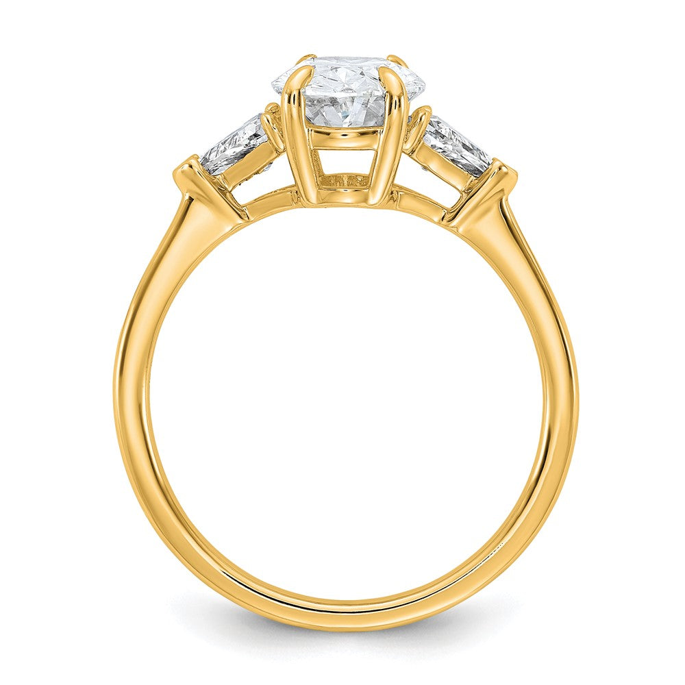 14k 2ct Cert Lab Grown Dia VS+ F+ Comp Oval&Trillion 3 Stone Eng Ring