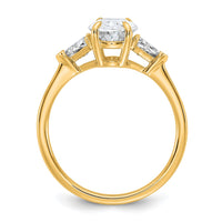 14k 2ct Cert Lab Grown Dia VS+ F+ Comp Oval&Trillion 3 Stone Eng Ring