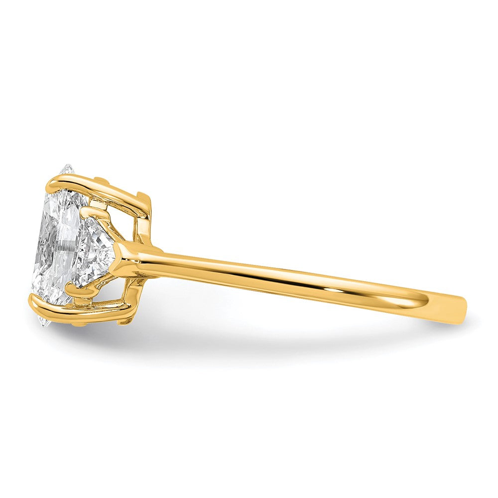 14k 2ct Cert Lab Grown Dia VS+ F+ Comp Oval&Trillion 3 Stone Eng Ring