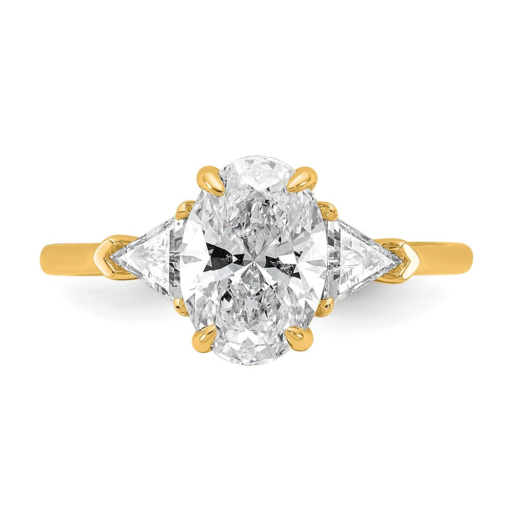 14k 2ct Cert Lab Grown Dia VS+ F+ Comp Oval&Trillion 3 Stone Eng Ring