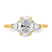 14k 2ct Cert Lab Grown Dia VS+ F+ Comp Oval&Trillion 3 Stone Eng Ring