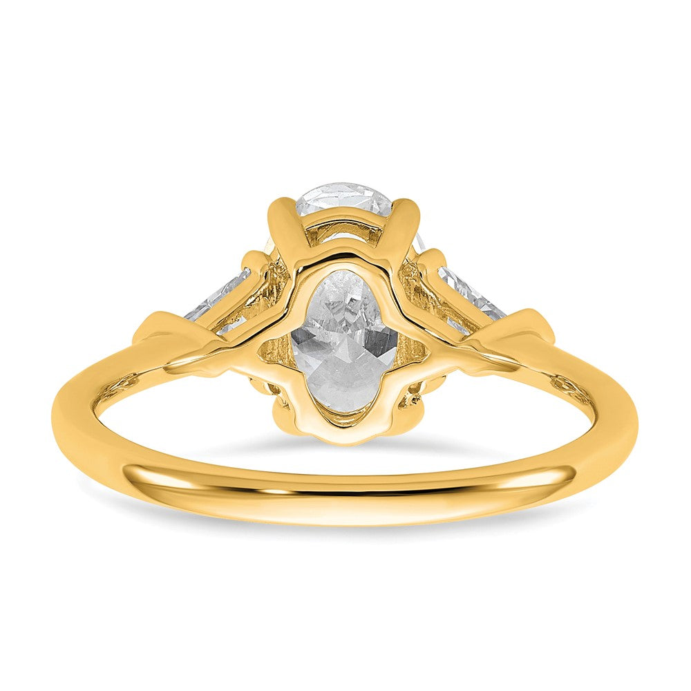 14k 2ct Cert Lab Grown Dia VS+ F+ Comp Oval&Trillion 3 Stone Eng Ring