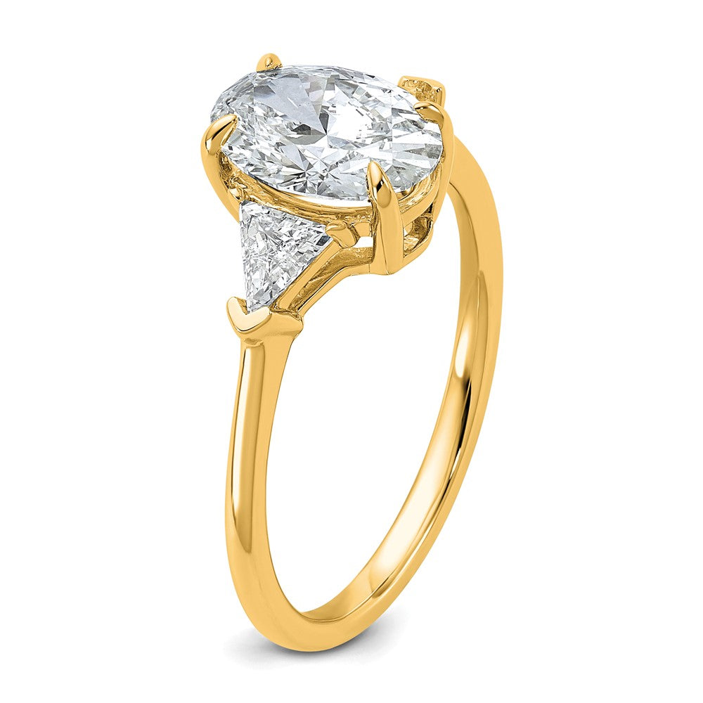 14k 2ct Cert Lab Grown Dia VS+ F+ Comp Oval&Trillion 3 Stone Eng Ring