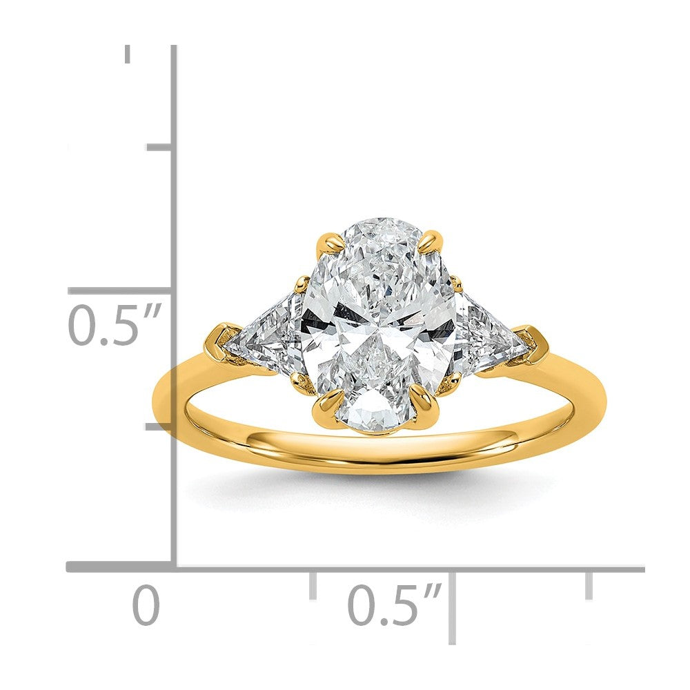 14k 2ct Cert Lab Grown Dia VS+ F+ Comp Oval&Trillion 3 Stone Eng Ring