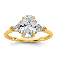14k 2ct Cert Lab Grown Dia VS+ F+ Comp Oval&Trillion 3 Stone Eng Ring