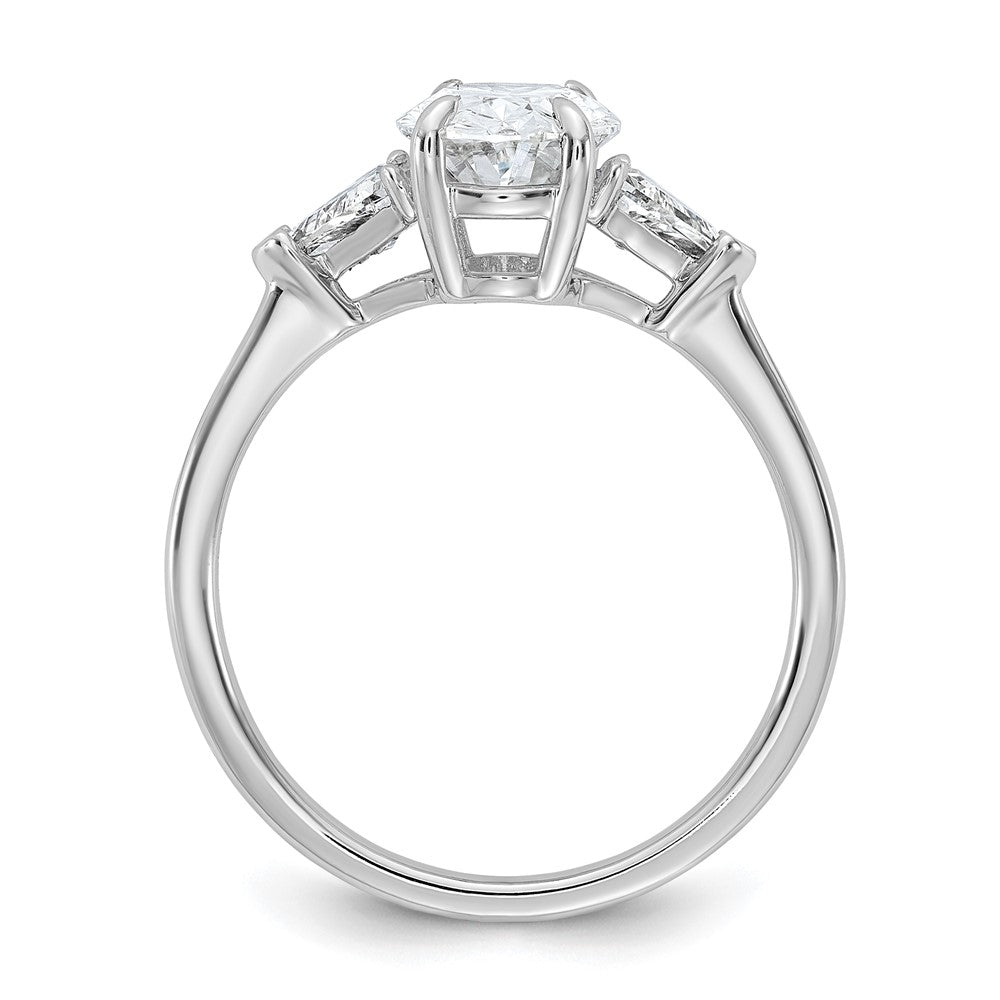 14kw 1/2ct Lab Grown Dia VS+ F+ Trillion&1 1/2ct Oval Semi 3 Stone Eng Ring