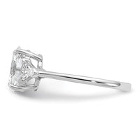 14kw 1/2ct Lab Grown Dia VS+ F+ Trillion&1 1/2ct Oval Semi 3 Stone Eng Ring