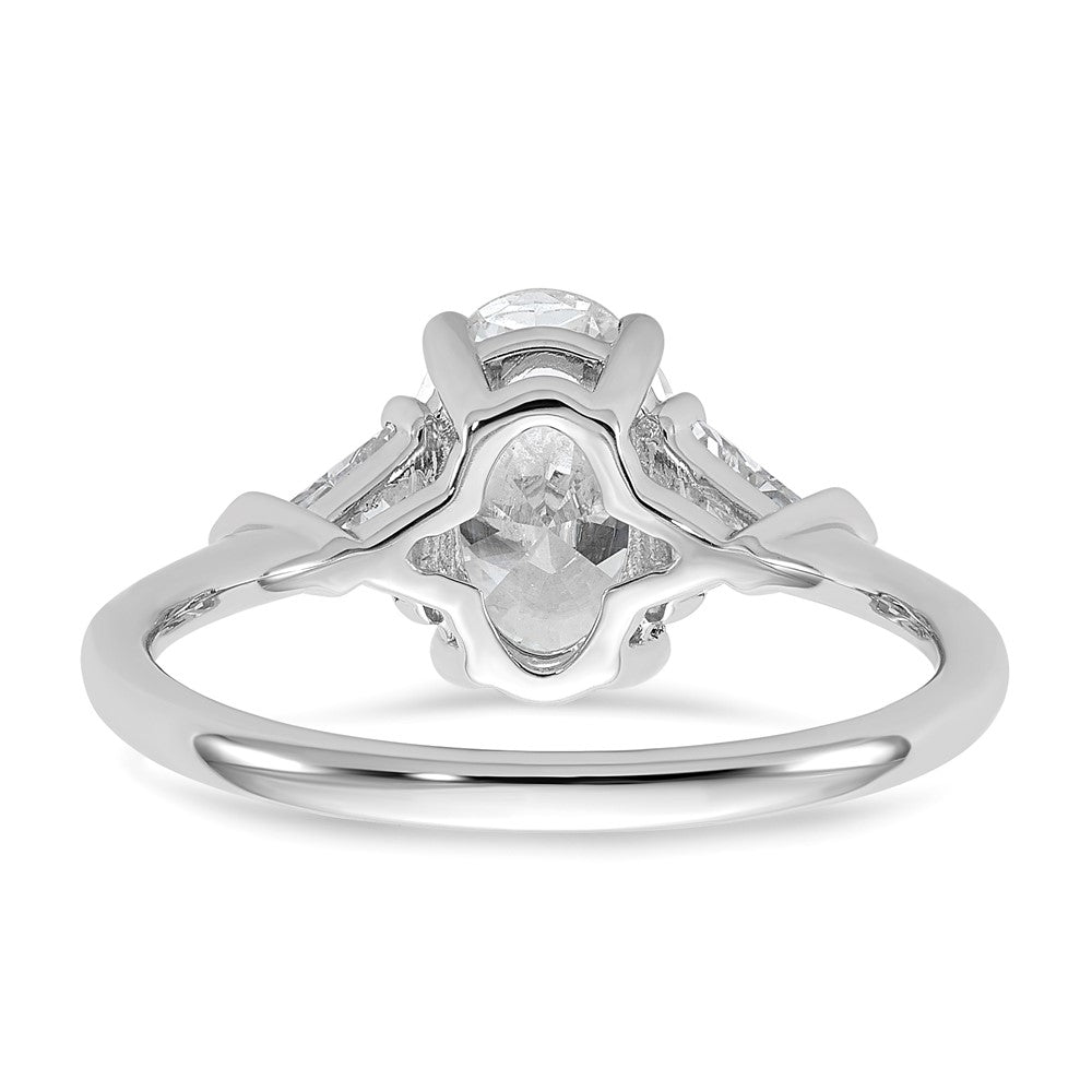 14kw 1/2ct Lab Grown Dia VS+ F+ Trillion&1 1/2ct Oval Semi 3 Stone Eng Ring