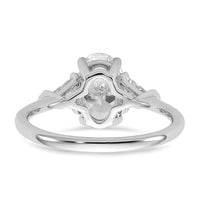 14kw 1/2ct Lab Grown Dia VS+ F+ Trillion&1 1/2ct Oval Semi 3 Stone Eng Ring