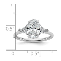 14kw 1/2ct Lab Grown Dia VS+ F+ Trillion&1 1/2ct Oval Semi 3 Stone Eng Ring