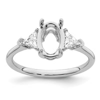 14kw 1/2ct Lab Grown Dia VS+ F+ Trillion&1 1/2ct Oval Semi 3 Stone Eng Ring