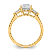 14k 2 1/2ct Cert Lab Grown Dia VS+ F+ Comp Oval&Trillion 3 Stone Eng Ring