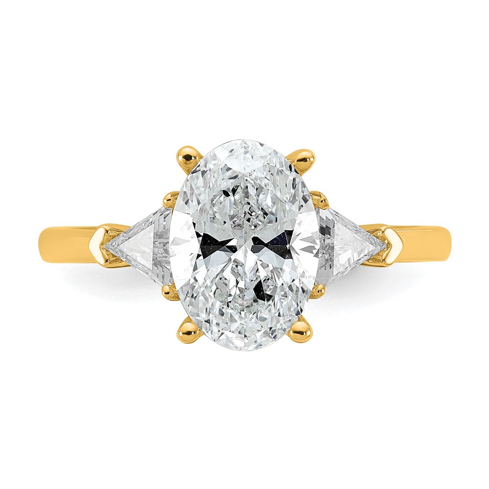 14k 2 1/2ct Cert Lab Grown Dia VS+ F+ Comp Oval&Trillion 3 Stone Eng Ring