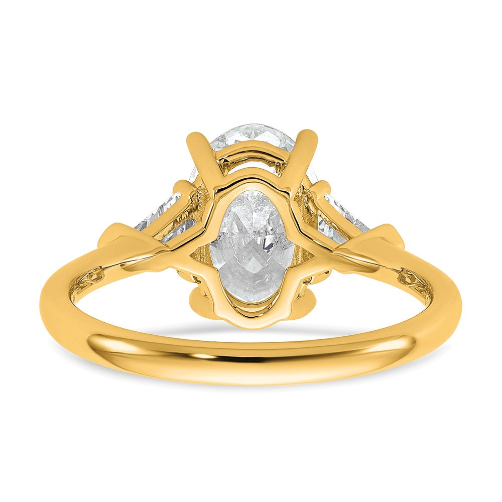 14k 2 1/2ct Cert Lab Grown Dia VS+ F+ Comp Oval&Trillion 3 Stone Eng Ring