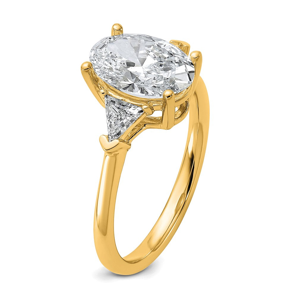 14k 2 1/2ct Cert Lab Grown Dia VS+ F+ Comp Oval&Trillion 3 Stone Eng Ring