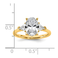 14k 2 1/2ct Cert Lab Grown Dia VS+ F+ Comp Oval&Trillion 3 Stone Eng Ring