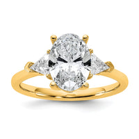 14k 2 1/2ct Cert Lab Grown Dia VS+ F+ Comp Oval&Trillion 3 Stone Eng Ring