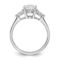 14kw 1/2ct Lab Grown Dia VS+ F+ Trillion&2ct Oval Semi 3 Stone Eng Ring