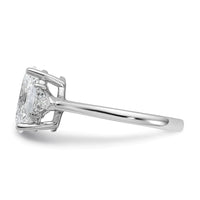 14kw 1/2ct Lab Grown Dia VS+ F+ Trillion&2ct Oval Semi 3 Stone Eng Ring